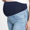 Leggings jeans premaman a pannello intero con effetto consumato