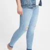 Leggings jeans premaman a pannello intero con effetto consumato