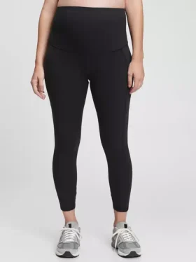 Leggings premaman a 7/8 con pannello intero in tessuto riciclato