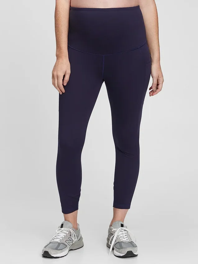 Leggings premaman a 7/8 con pannello intero in tessuto riciclato