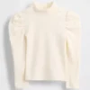 Maglia a collo alto a costine con maniche a sbuffo per Neonato & Bebè