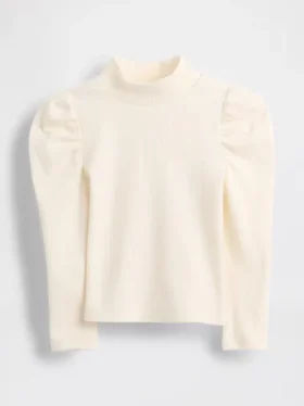 Maglia a collo alto a costine con maniche a sbuffo per Neonato & Bebè