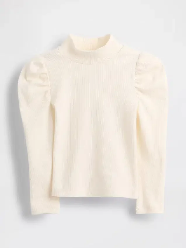 Maglia a collo alto a costine con maniche a sbuffo per Neonato & Bebè