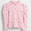 Maglia a collo alto a costine con maniche a sbuffo per Neonato & Bebè
