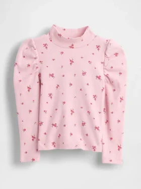 Maglia a collo alto a costine con maniche a sbuffo per Neonato & Bebè