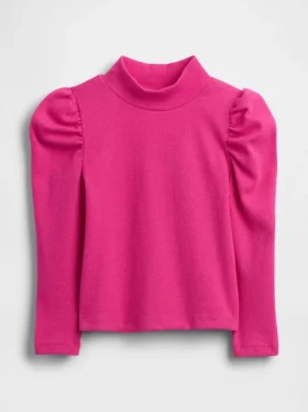 Maglia a collo alto a costine con maniche a sbuffo per Neonato & Bebè