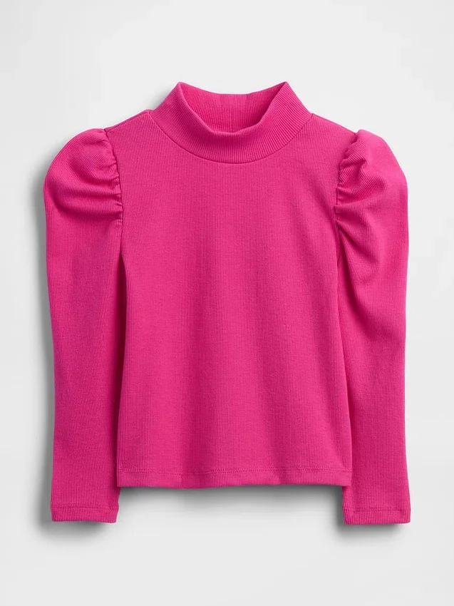 Maglia a collo alto a costine con maniche a sbuffo per Neonato & Bebè