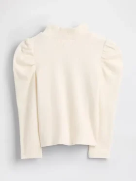 Maglia a collo alto a costine con maniche a sbuffo per Neonato & Bebè