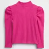 Maglia a collo alto a costine con maniche a sbuffo per Neonato & Bebè