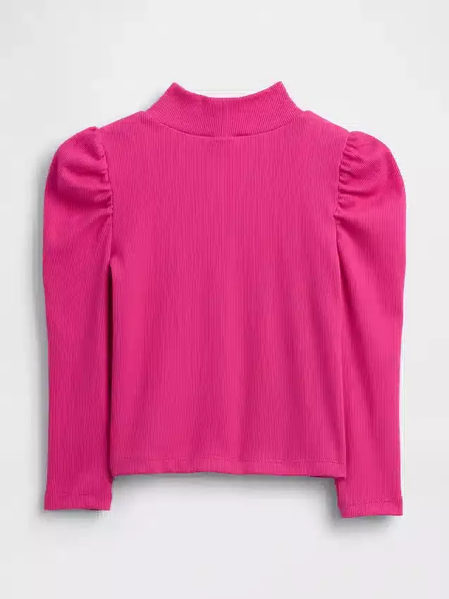 Maglia a collo alto a costine con maniche a sbuffo per Neonato & Bebè