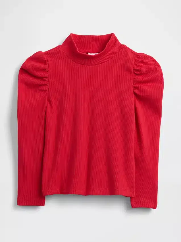 Maglia a collo alto a costine con maniche a sbuffo per Neonato & Bebè