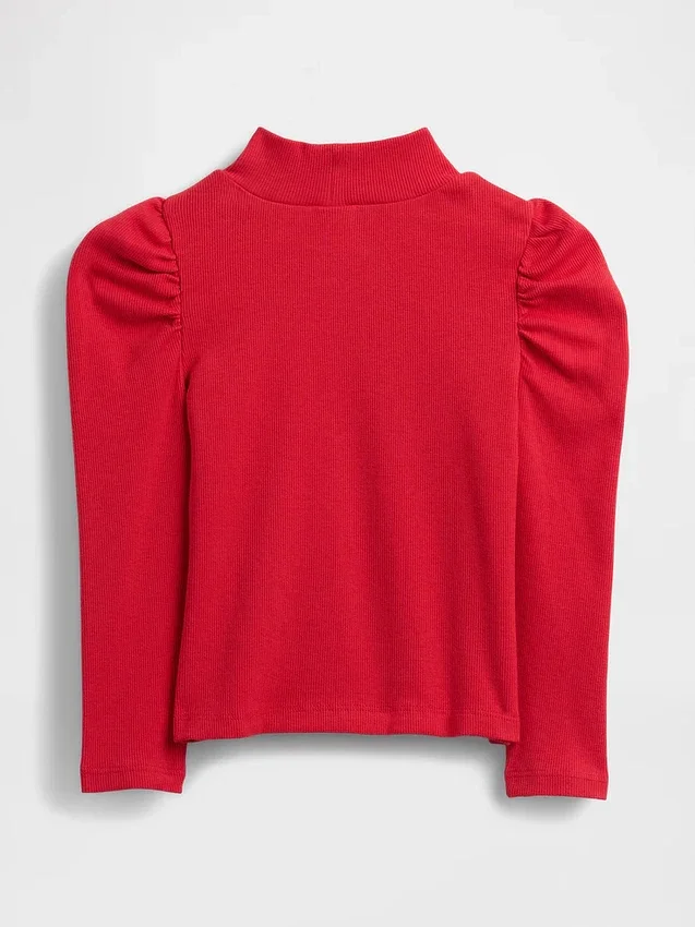 Maglia a collo alto a costine con maniche a sbuffo per Neonato & Bebè