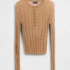 Maglia Henley a coste trasparente