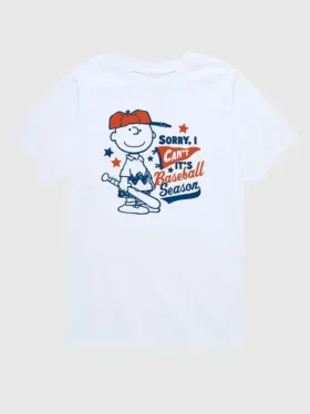 Maglietta a maniche corte da baseball per bambini "Charlie Brown - Sorry I Can't" della linea Peanuts