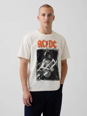 Maglietta con stampa Ac/Dc dal taglio comodo