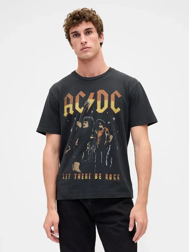 Maglietta con stampa Ac/Dc dal taglio comodo