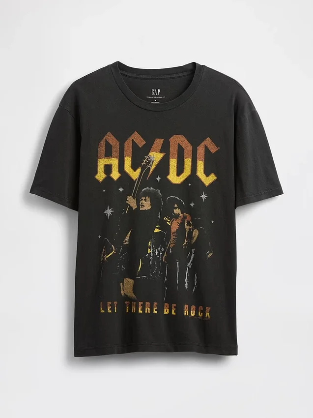 Maglietta con stampa Ac/Dc dal taglio comodo