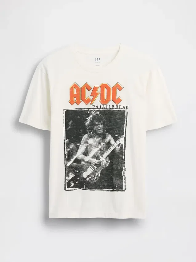 Maglietta con stampa Ac/Dc dal taglio comodo