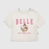Maglietta con stampa "Belle" in stile universitario per bambini