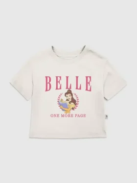 Maglietta con stampa "Belle" in stile universitario per bambini
