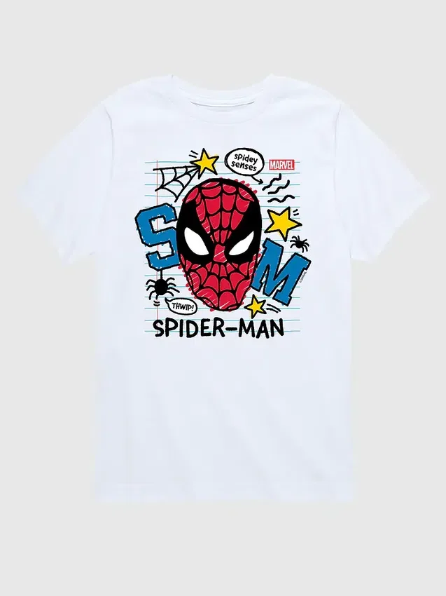Maglietta con stampa grafica a maniche corte "Marvel Scribbled Spider-Man" in pantaloncini per bambini piccoli