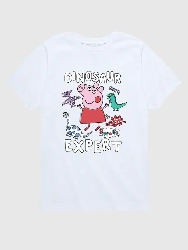 Maglietta con stampa "Peppa Pig Dinosaur Expert" a maniche corte per bambini in pantaloncini