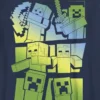 Maglietta con stampa per bambini Minecraft "Steve e Alex contro i mob"