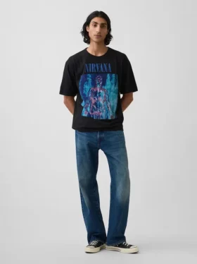 Maglietta corta con grafica Nirvana in tessuto pesante