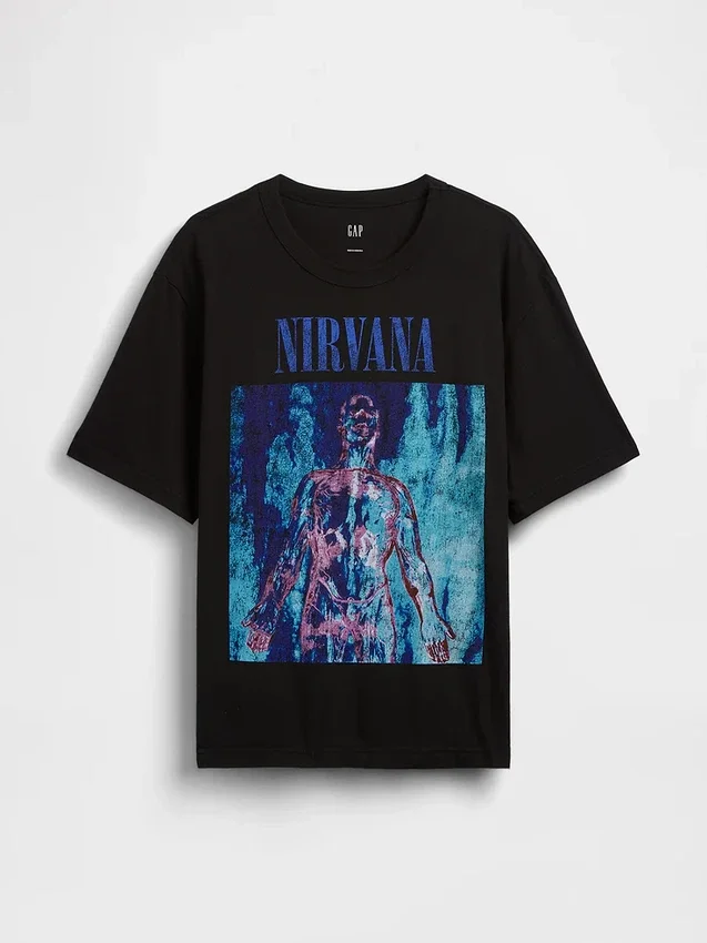Maglietta corta con grafica Nirvana in tessuto pesante