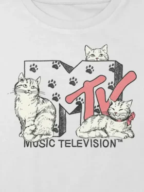 Maglietta corta e ampia con stampa “MTV Cats” per bambini