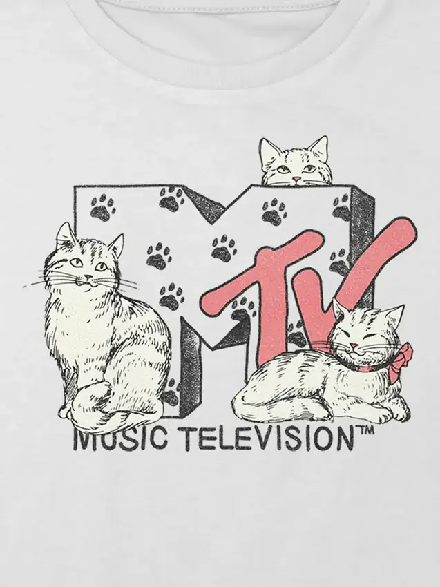 Maglietta corta e ampia con stampa "MTV Cats" per bambini