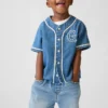 Maglietta da baseball in denim con logo Varsity per neonato & bebè