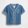 Maglietta da baseball in denim con logo Varsity per neonato & bebè