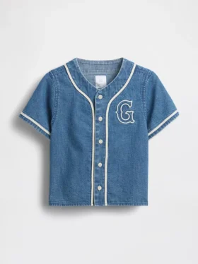 Maglietta da baseball in denim con logo Varsity per neonato & bebè