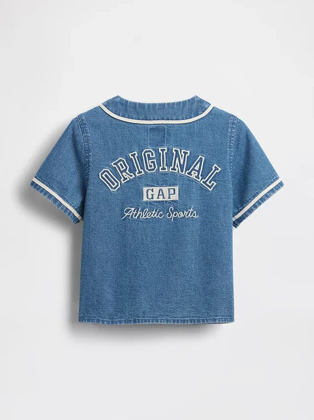 Maglietta da baseball in denim con logo Varsity per neonato & bebè