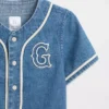 Maglietta da baseball in denim con logo Varsity per neonato & bebè