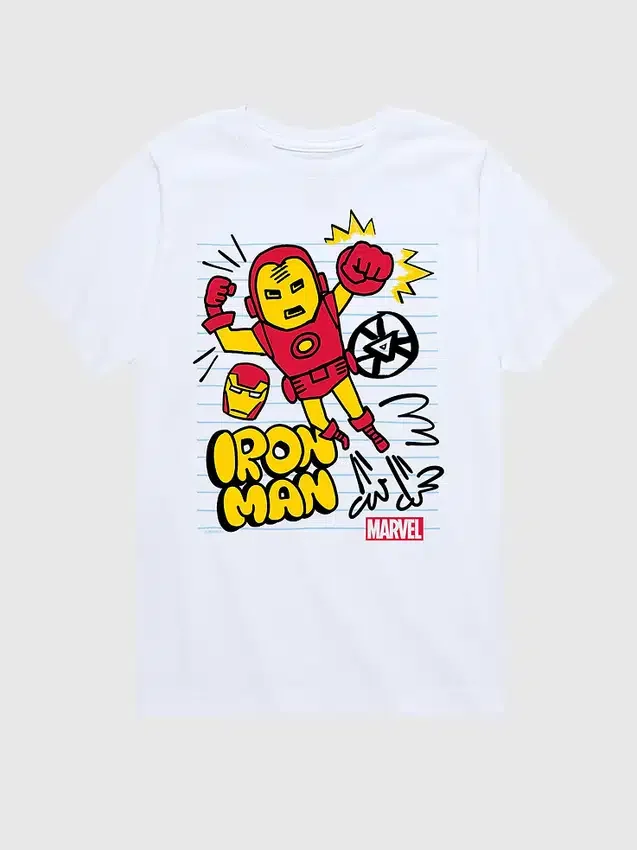 Maglietta grafica a maniche corte in pantaloncini per bambini Marvel Iron Man Doodle
