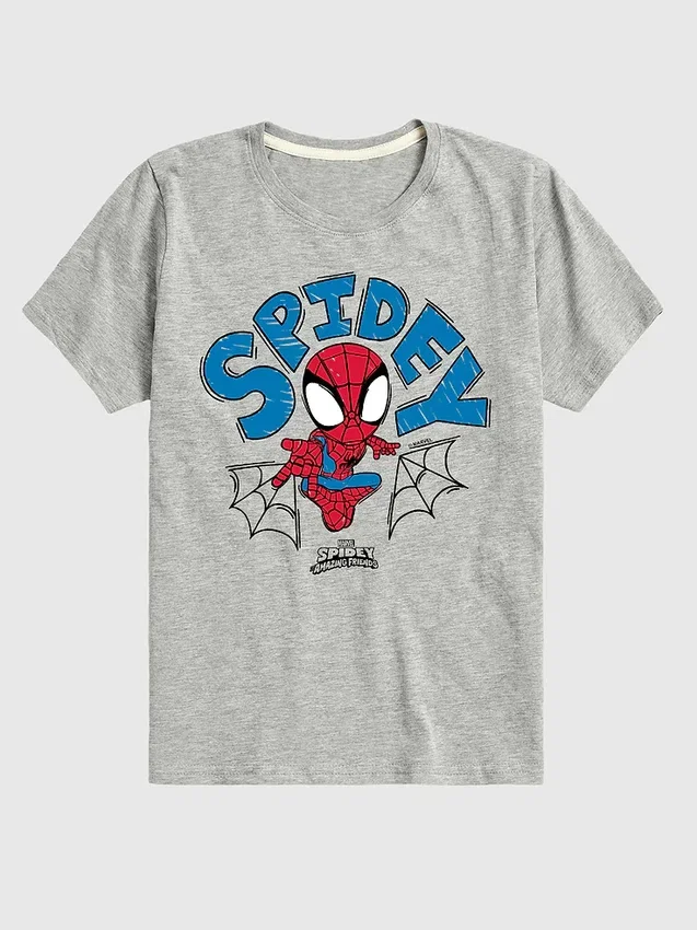 Maglietta grafica a maniche corte in pantaloncini per bambini Marvel Spidey Doodle