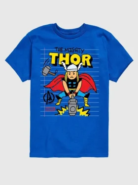 Maglietta grafica a maniche corte in pantaloncini per bambini Marvel Thor Doodle
