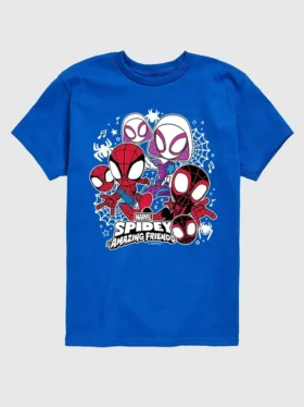 Maglietta grafica a maniche corte Marvel con Spidey e amici per bambini piccoli in pantaloncini