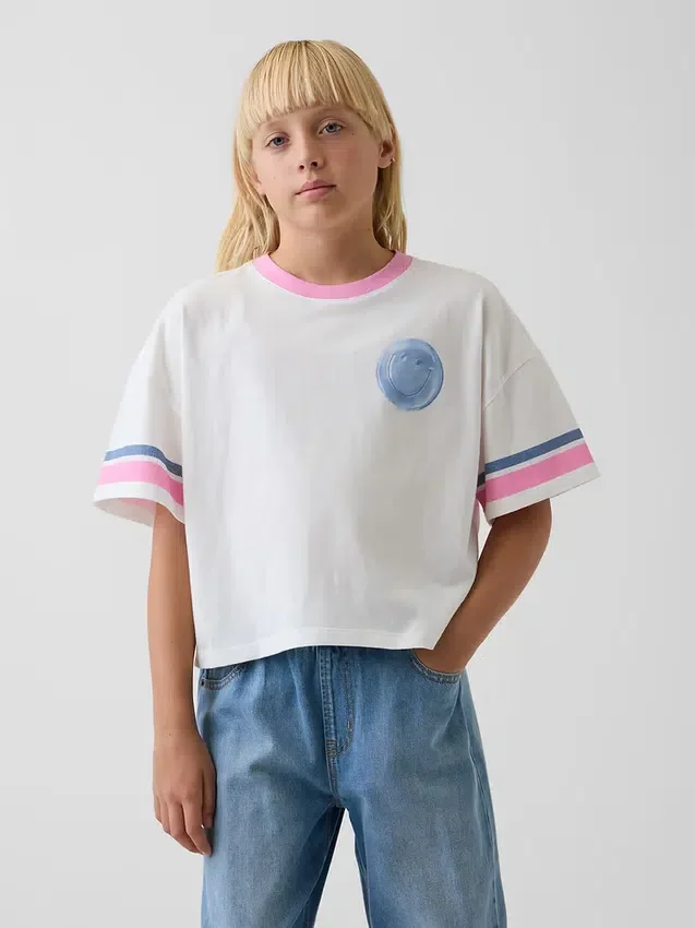 Maglietta oversize squadrata con stampa per bambini