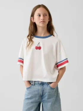 Maglietta oversize squadrata con stampa per bambini