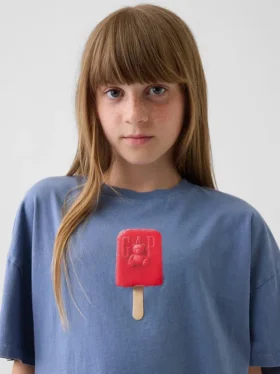 Maglietta oversize squadrata con stampa per bambini