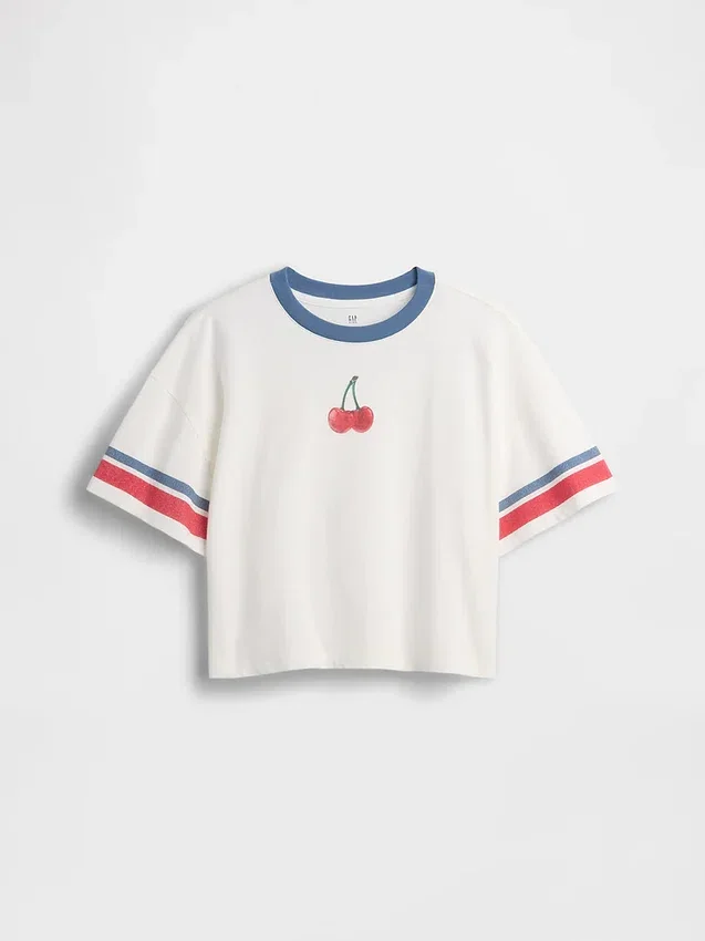 Maglietta oversize squadrata con stampa per bambini