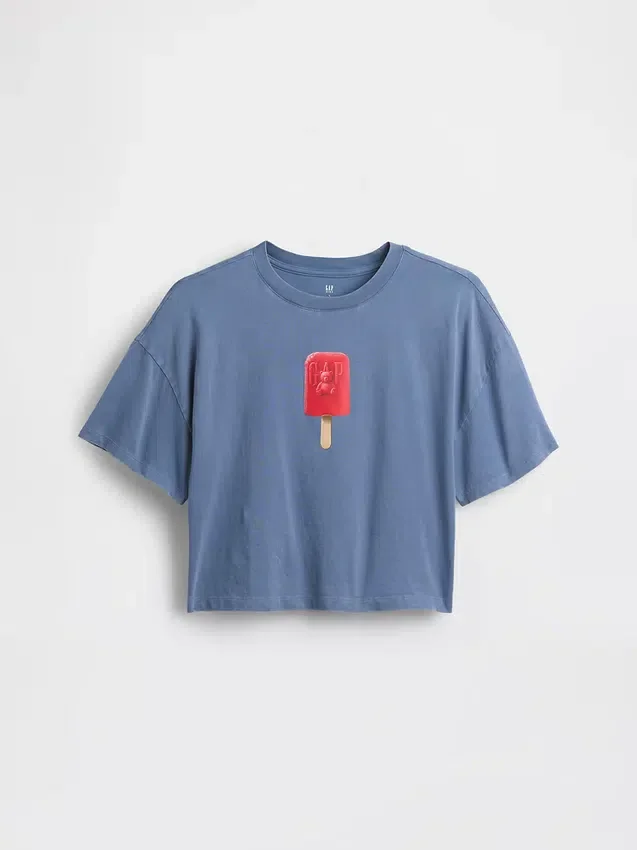Maglietta oversize squadrata con stampa per bambini