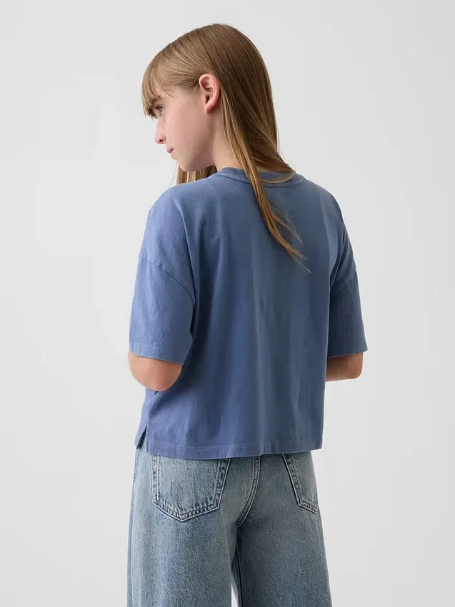 Maglietta oversize squadrata con stampa per bambini