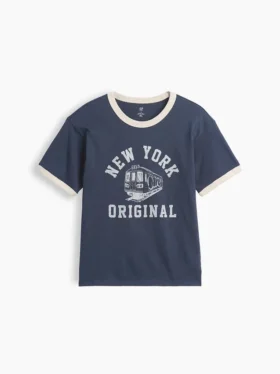 Maglietta per bambini con stampa "New York" e bordi a contrasto, vestibilità comoda