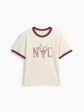 Maglietta per bambini con stampa "New York" e bordi a contrasto, vestibilità comoda