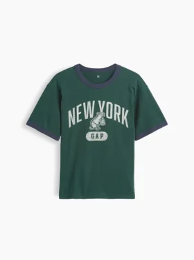 Maglietta per bambini con stampa "New York" e bordi a contrasto, vestibilità comoda