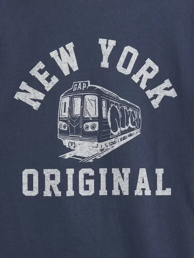 Maglietta per bambini con stampa "New York" e bordi a contrasto, vestibilità comoda